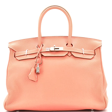 Hermes Birkin Handbag Pink Clemence with Palladium Hardware 35