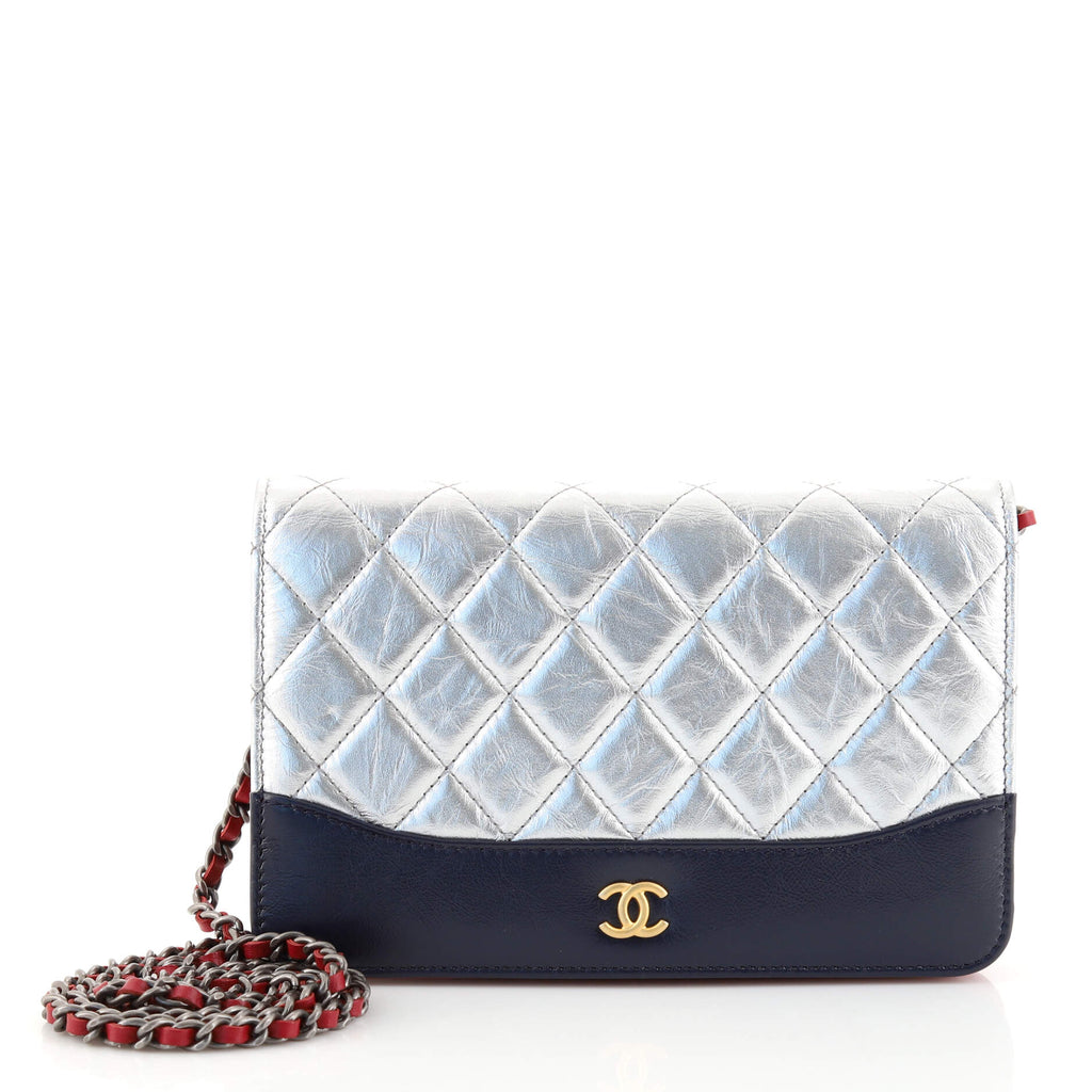 Chanel Gabrielle Wallet on Chain Quilted Aged Calfskin Blue 141768257