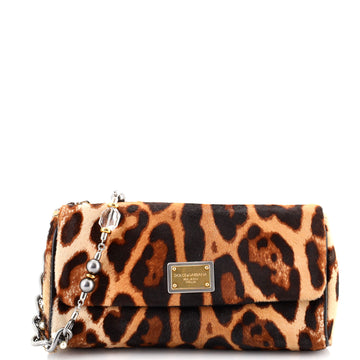 Dolce & Gabbana Miss Charles Flap Shoulder Bag Printed Pony Hair Small