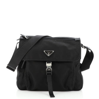 Prada Buckle Messenger Bag Tessuto Small