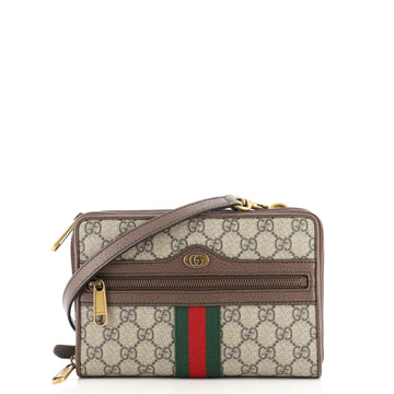 Gucci Ophidia Double Zip Crossbody Bag GG Coated Canvas Small
