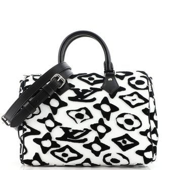 Louis Vuitton Speedy Bandouliere Bag Limited Edition Urs Fischer Tufted Monogram Canvas 25