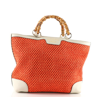 Gucci Bamboo Shopper Tote Woven Straw Small