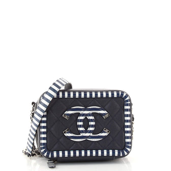 Chanel Filigree Vanity Clutch with Chain Quilted Caviar with Striped Leather Mini