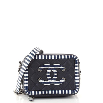 Chanel Filigree Vanity Clutch with Chain Quilted Caviar with Striped Leather Mini
