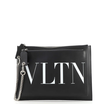 Valentino VLTN Double Zip Clutch Printed Leather Medium