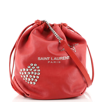 Saint Laurent Teddy Bucket Bag Studded Leather