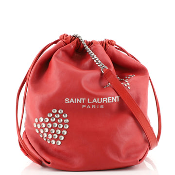 Saint Laurent Teddy Bucket Bag Studded Leather