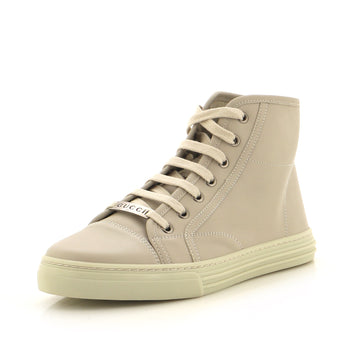 Gucci Men's Logo Plaque Lace Up High-Top Sneakers Leather