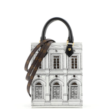 Louis Vuitton Petit Sac Plat Bag Limited Edition Fornasetti Architettura Print Leather and Monogram Canvas