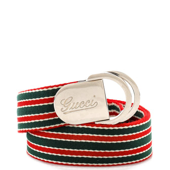 Gucci Logo Buckle Web Belt Canvas Wide