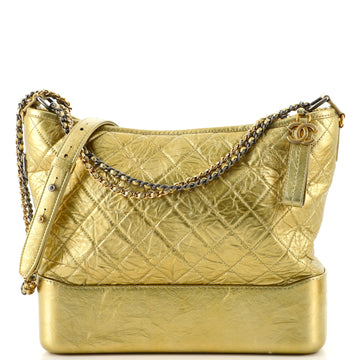 Chanel Gabrielle Hobo Quilted Metallic Aged Calfskin Large