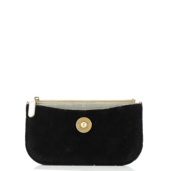 Chanel CC Button Zip Pouch Quilted Velvet Small