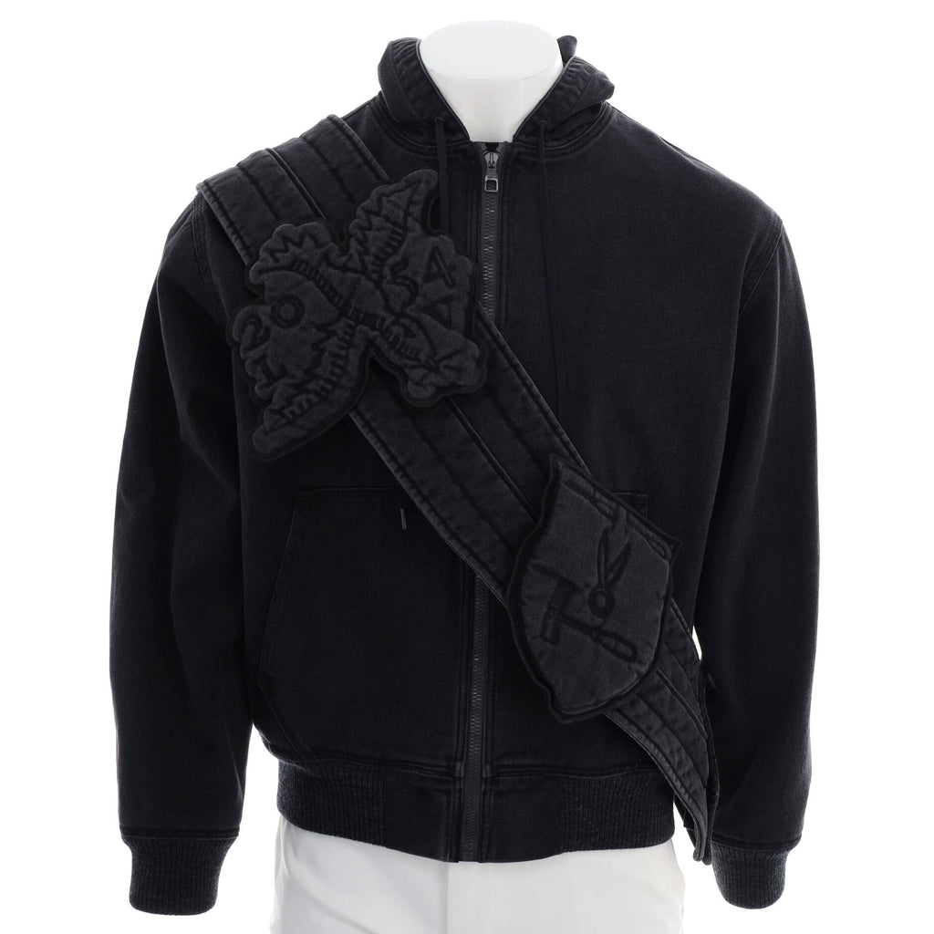 Louis Vuitton Men's Zip Through Hoodie Denim with Sash and Patches Black  141768456