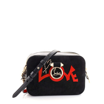 Christian Louboutin Rubylou Love Crossbody Bag Suede and Leather Mini
