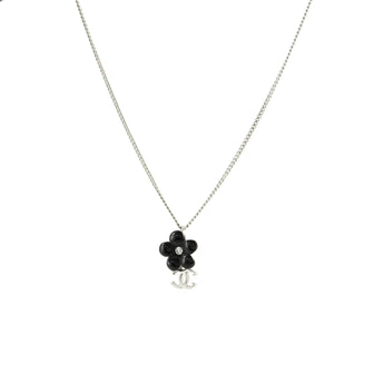 Chanel Flower CC Drop Pendant Necklace Metal with Resin and Crystal