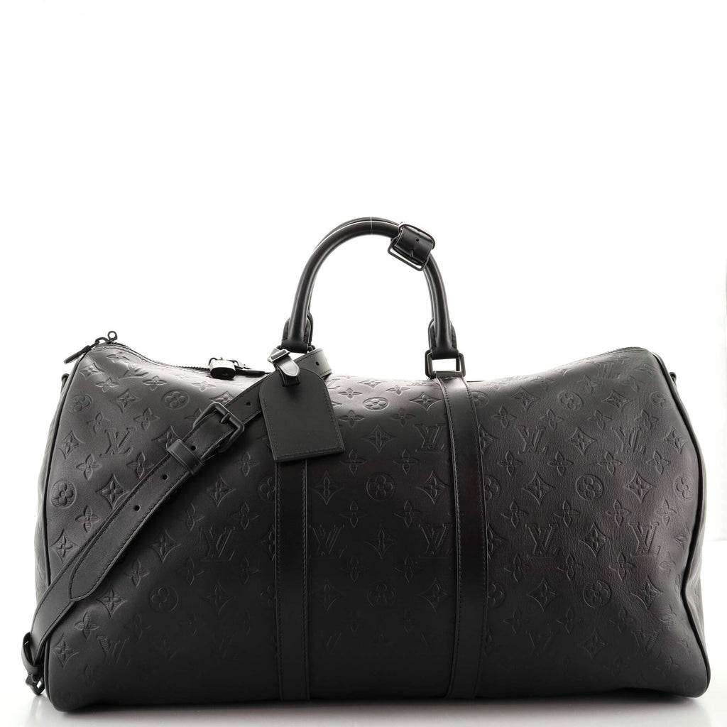Louis Vuitton Keepall Bandouliere Bag Monogram Shadow Leather 50 Black  141768489