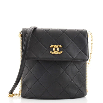 Chanel About Pearls Flap Hobo Quilted Calfskin Small
