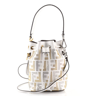 Fendi Mon Tresor Bucket Bag Zucca Studded Leather Mini