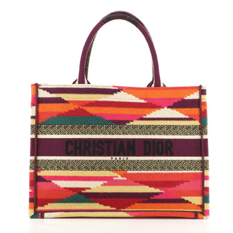 Christian Dior Book Tote Embroidered Canvas Small