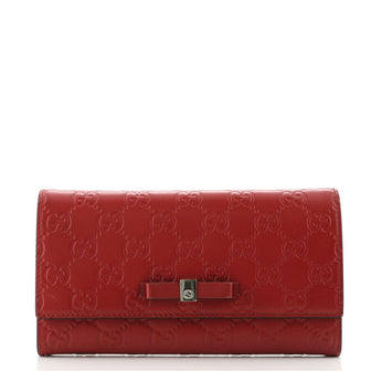 Gucci Bow Continental Wallet Guccissima Leather