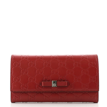 Gucci Bow Continental Wallet Guccissima Leather