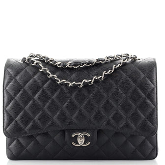 Chanel Classic Double Flap Bag Quilted Caviar Maxi