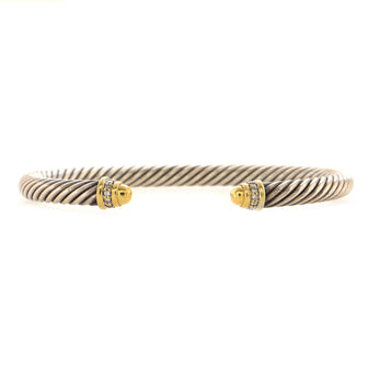David Yurman Cable Classic Bracelet Sterling Silver with 14K Yellow Gold and Diamonds 5mm