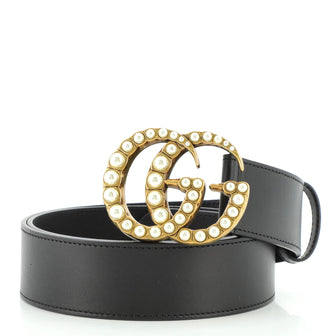 Gucci Pearly GG Marmont Belt Leather Wide