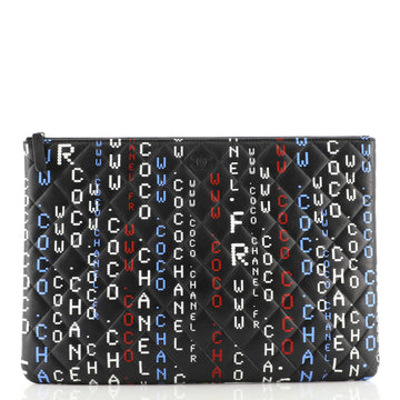 Chanel Data Center O Case Clutch Quilted Printed Lambskin Large