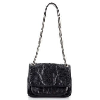 Saint Laurent Niki Chain Flap Bag Matelasse Chevron Leather Baby