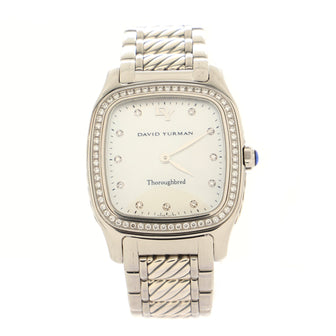 David Yurman Thoroughbred Quartz Watch Stainless Steel with Diamond Accent Bezel and Markers and Mother of Pearl 32