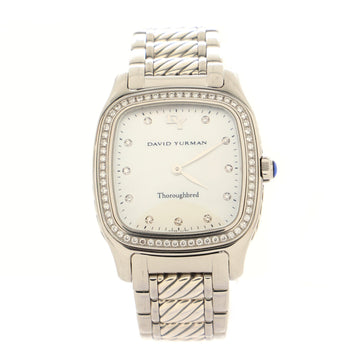David Yurman Thoroughbred Quartz Watch Stainless Steel with Diamond Accent Bezel and Markers and Mother of Pearl 32