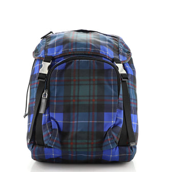 Prada Double Buckle Backpack Printed Tessuto Medium