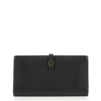 Chanel Vintage CC Button L-Yen Wallet Leather