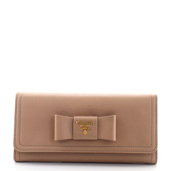 Prada Bow Flap Wallet Glace Calf Long