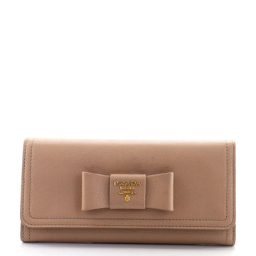 Prada Bow Flap Wallet Glace Calf Long