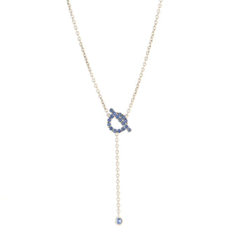 Hermes Finesse Lariat Necklace 18K White Gold with Blue Sapphires