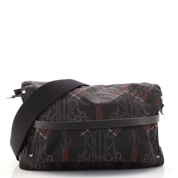 Valentino Flap Messenger Bag Printed Nylon Large