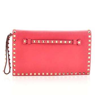 Valentino Rockstud Flap Clutch Leather