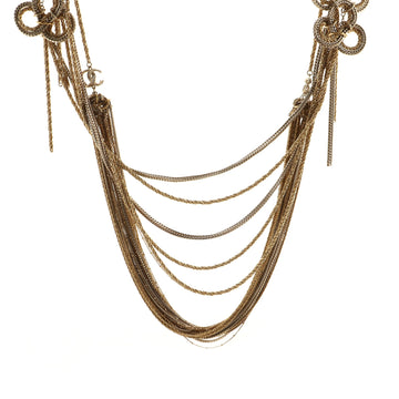 Chanel Paris-Cosmopolite CC Knot Multi Chain Wrap Long Necklace Metal with Crystals