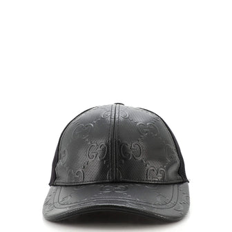 Gucci Baseball Cap GG Embossed Perforated Leather