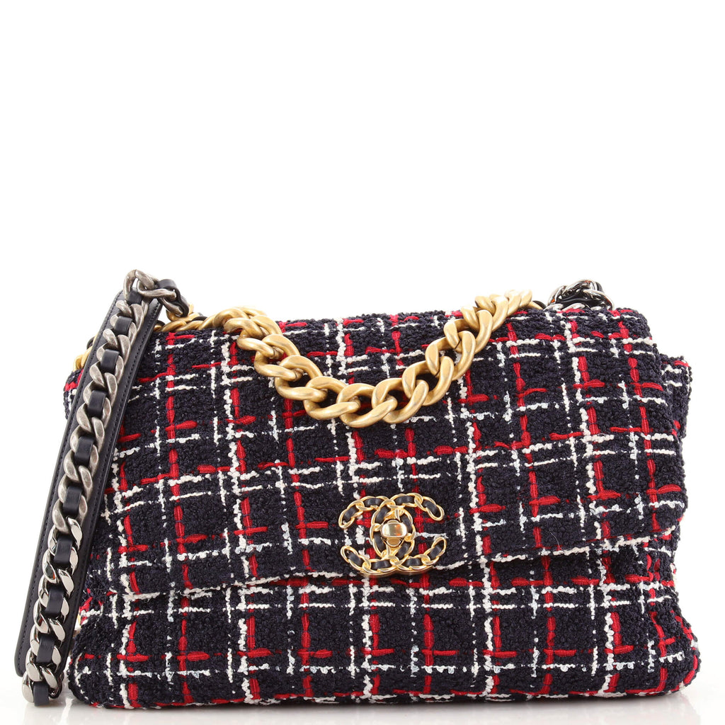 Chanel Large Black, White, and Red Tweed 19 Flap by Ann's Fabulous Finds