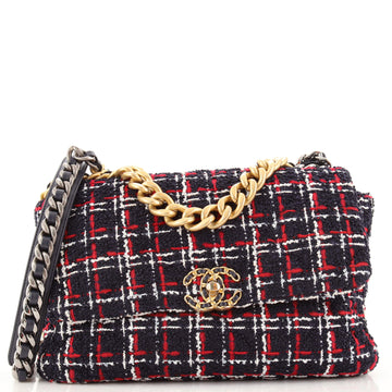 Chanel 19 Flap Bag Quilted Tweed Large