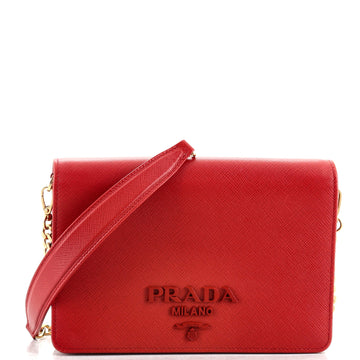 Prada Monochrome Chain Flap Bag Saffiano Leather Small