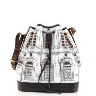 Louis Vuitton Noe Handbag Limited Edition Fornasetti Architettura Print Leather and Monogram Canvas MM