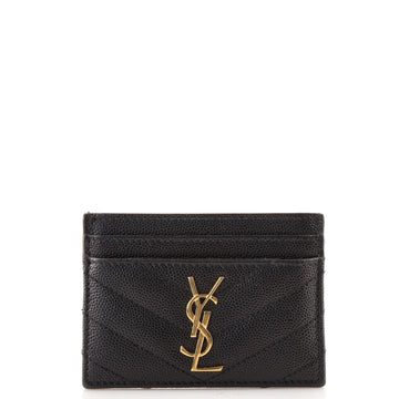 Saint Laurent Classic Monogram Card Holder Matelasse Chevron Leather