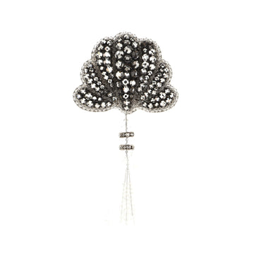 Gucci Shell Brooch Crystal and Bead Embellished Fabric