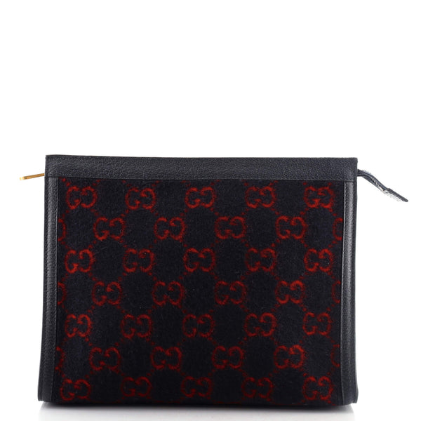 Gucci Zipped Pouch GG Wool Large Blue 1421121