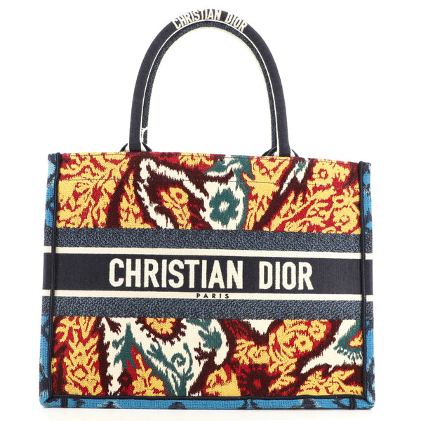 Christian Dior Book Tote Embroidered Canvas Medium Multicolor 1421411